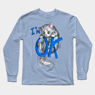 wise cat Im ok Long Sleeve T-Shirt